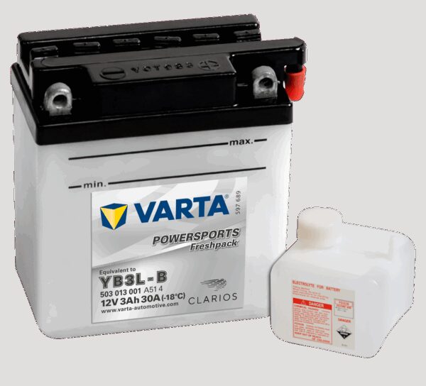 VARTA MC Batteri 12V 3AH 30CCA (100x58x112mm) +høyre YB3L-B