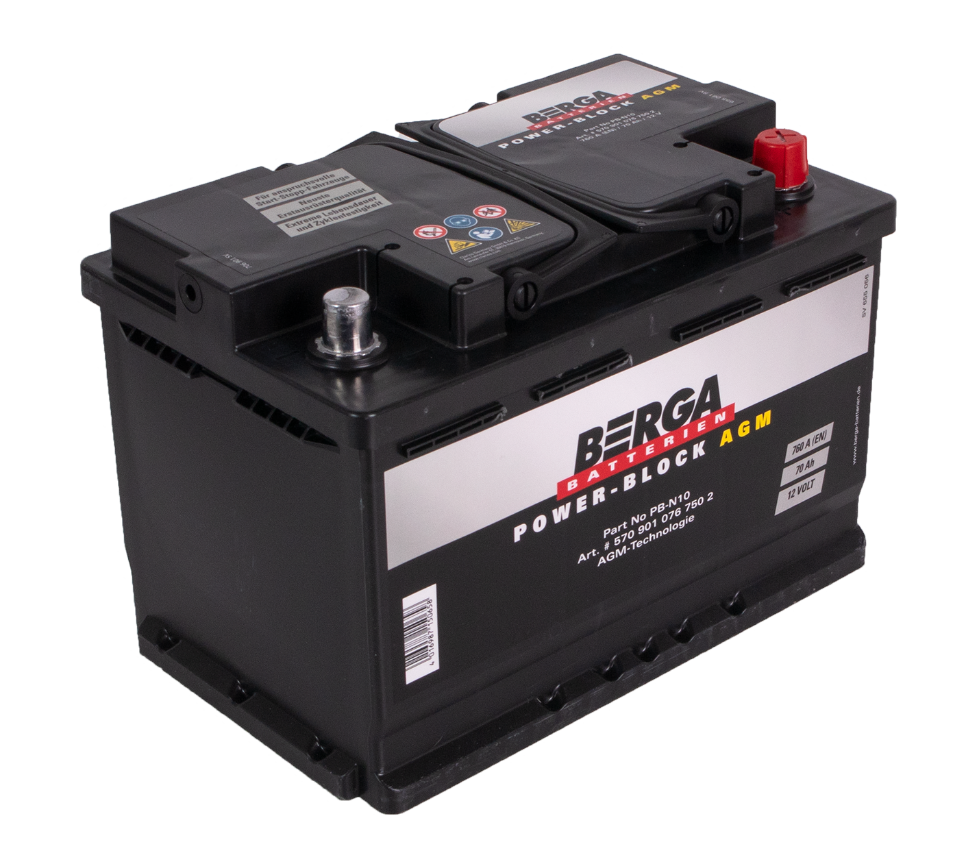 BERGA Power Block AGM 12V 70AH 760CCA (278/175/190mm) 1 BERGA Power Block AGM 12V 70AH 760CCA (278/175/190mm)