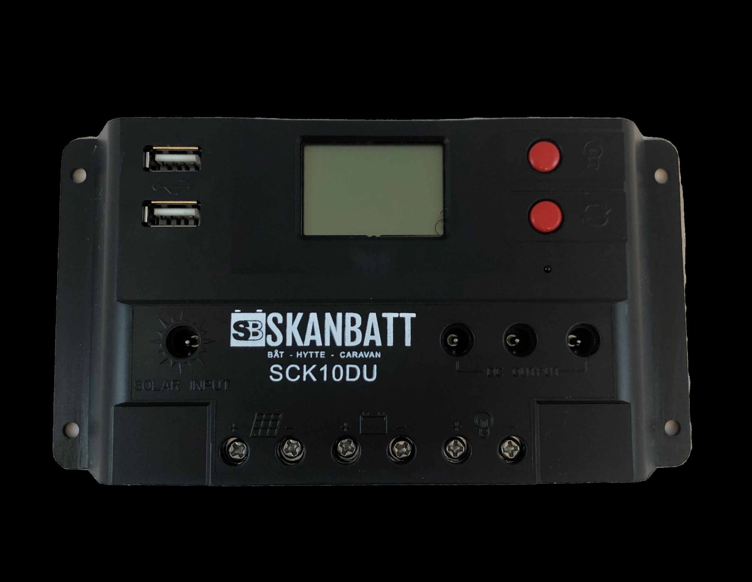 SKANBATT Solcelleregulator PWM 12/24V 10A (SCK10DU) NB! B-VARE