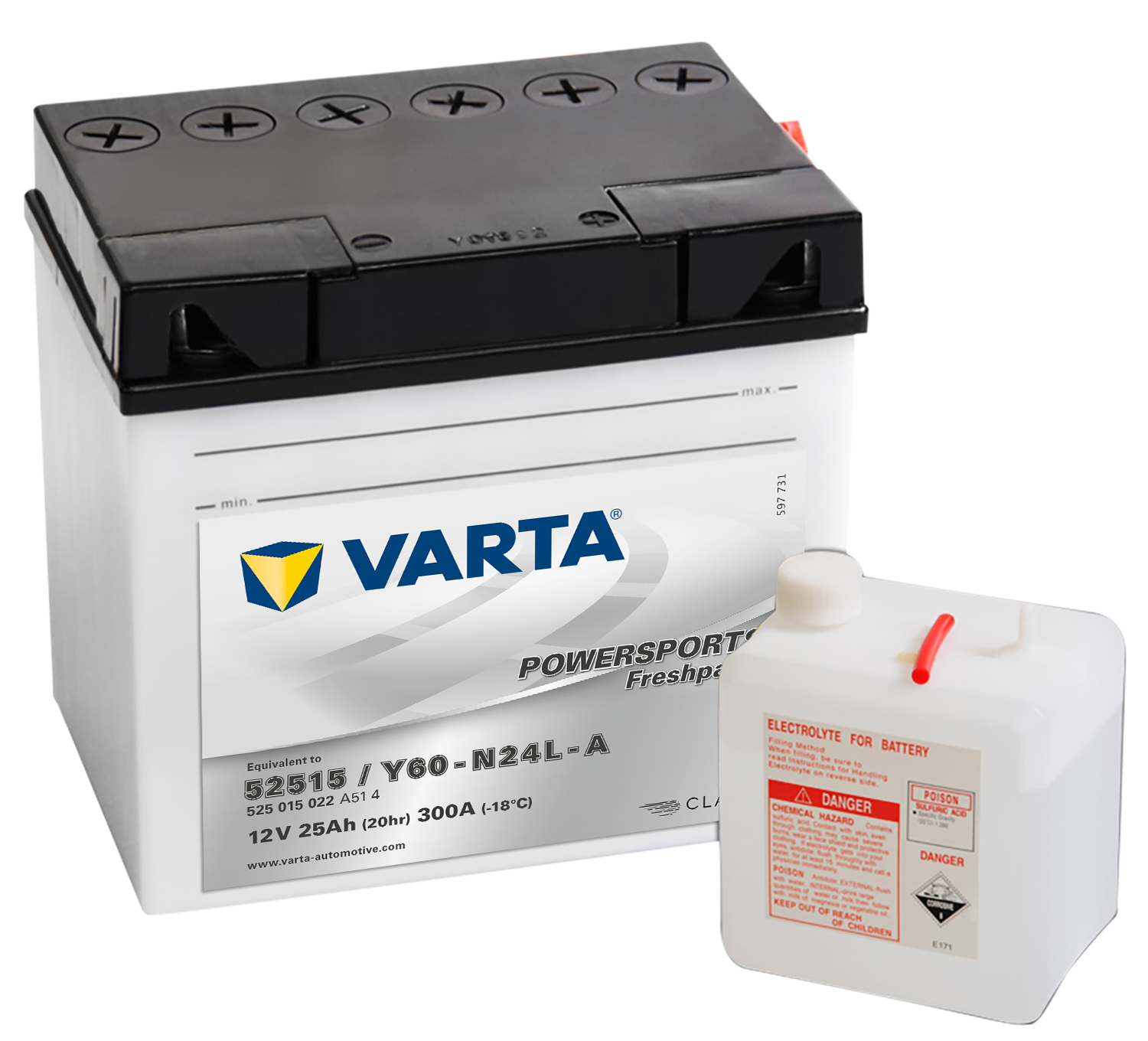 VARTA MC Batteri 12V 25AH 300CCA (186x130x171mm) +høyre Y60-N24L-A (530030 )