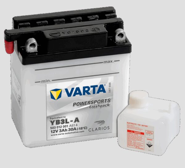 VARTA MC Batteri 12V 3AH 30CCA (100x58x112mm) +høyre YB3L-A