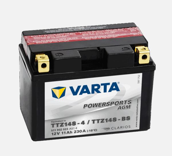 VARTA AGM MC Batteri 12V 11AH 230CCA (150x87x110mm) +venstre TTZ14S-BS