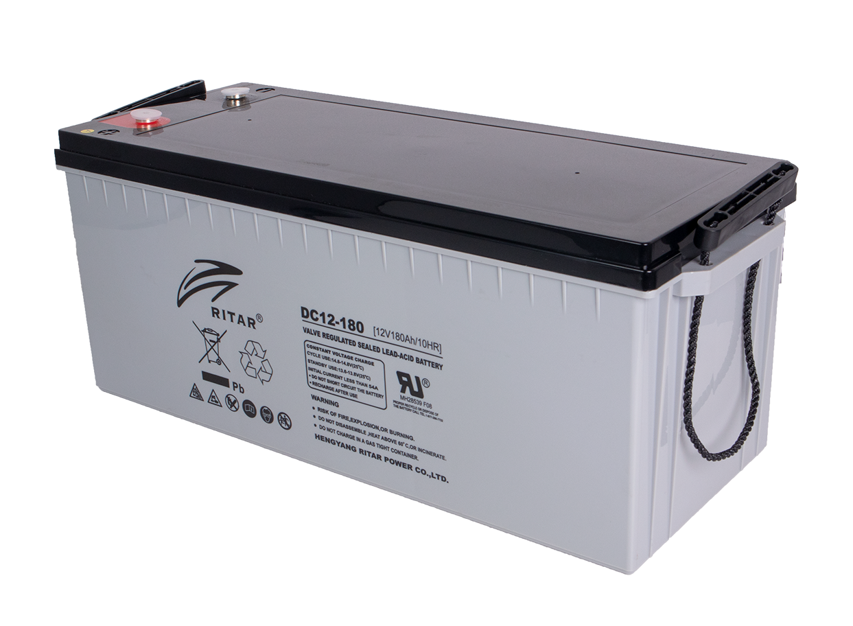 RITAR AGM Deep Cycle Batteri 12V 180AH C10 (530x209x219mm) +høyre 1 RITAR AGM Deep Cycle Batteri 12V 180AH C10 (530x209x219mm) +høyre