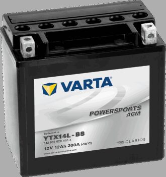 VARTA AGM MC Batteri 12V 12AH 200CCA (150x87x146mm) +høyre YTX14L-BS