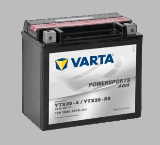 VARTA AGM MC Batteri 12V 18AH 250CCA (177x88x156mm) +venstre YTX20-BS