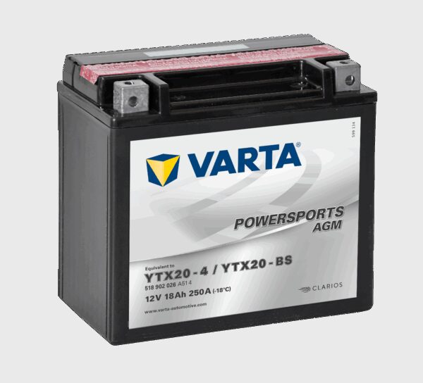 VARTA AGM MC Batteri 12V 18AH 250CCA (177x88x156mm) +venstre YTX20-BS