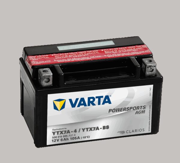 VARTA AGM MC Batteri 12V 6AH 105CCA (151x88x94mm) +venstre YTX7A-BS