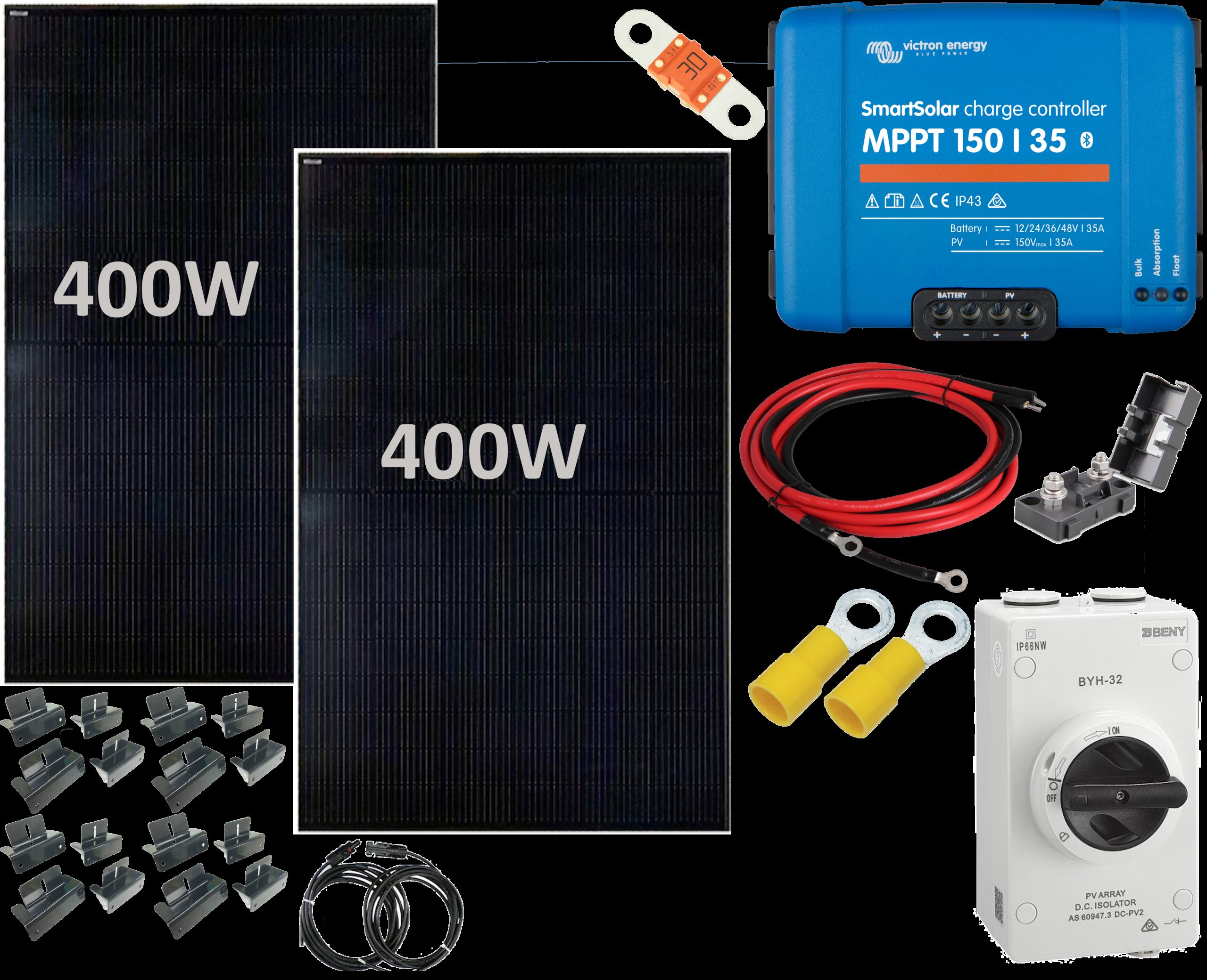 ccc4efa4-24f5-4235-ac60-5e106a924ba3 SKANBATT Solcellepakke HYTTE - Stor - 48V - 800W (2x400W) - Bilde 1