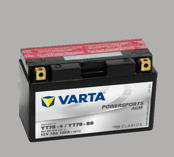VARTA AGM MC Batteri 12V 7AH 120CCA (150x66x94mm) +venstre YT7B-BS
