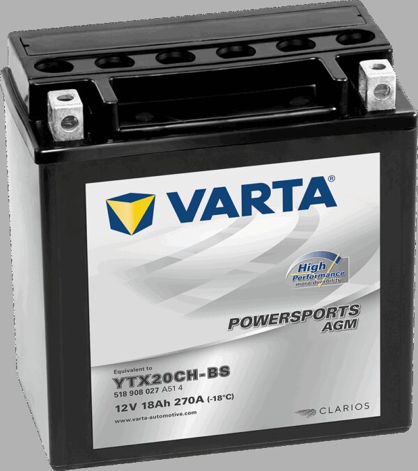 VARTA AGM MC Batteri 12V 18AH 270CCA (150x87x161mm) +venstre YTX20CH-BS