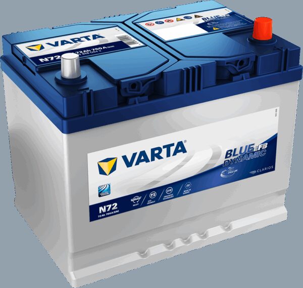 VARTA Blue Dynamic EFB Batteri 12V 72AH 760CCA (261x175x220mm) +høyre N72