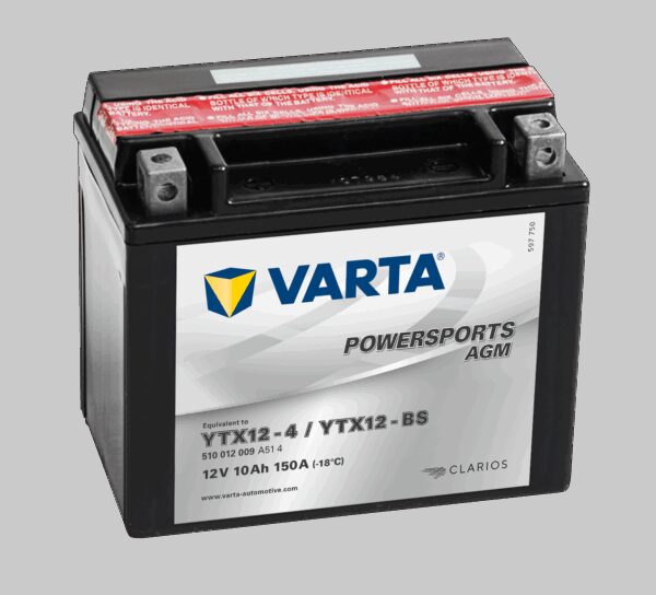 VARTA AGM MC Batteri 12V 10AH 150CCA (152x88x131mm) +venstre YTX12-BS