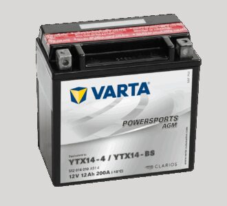 VARTA AGM MC Batteri 12V 12AH 200CCA (152x88x147mm) +venstre YTX14-BS