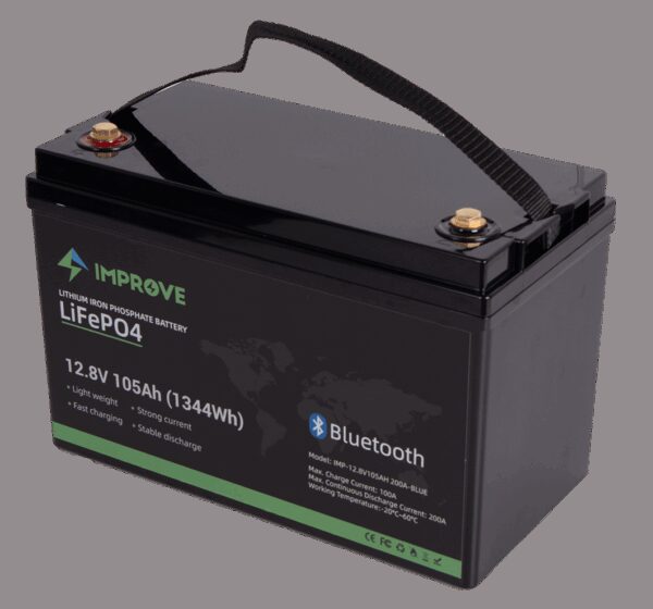 IMPROVE Lithium Batteri 12V 105Ah (LiFePO4) BMS 200A - BLUETOOTH