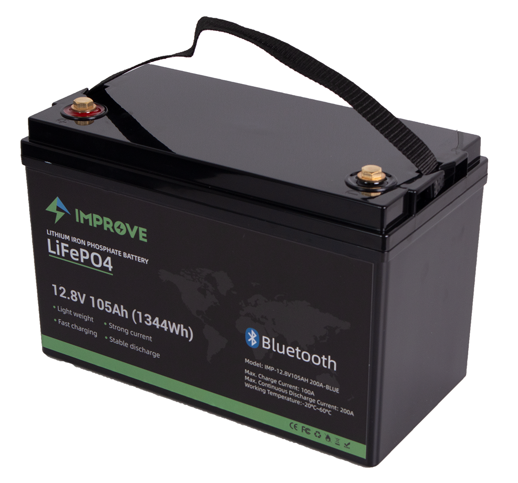IMPROVE Lithium Batteri 12V 105Ah (LiFePO4) BMS 200A - BLUETOOTH