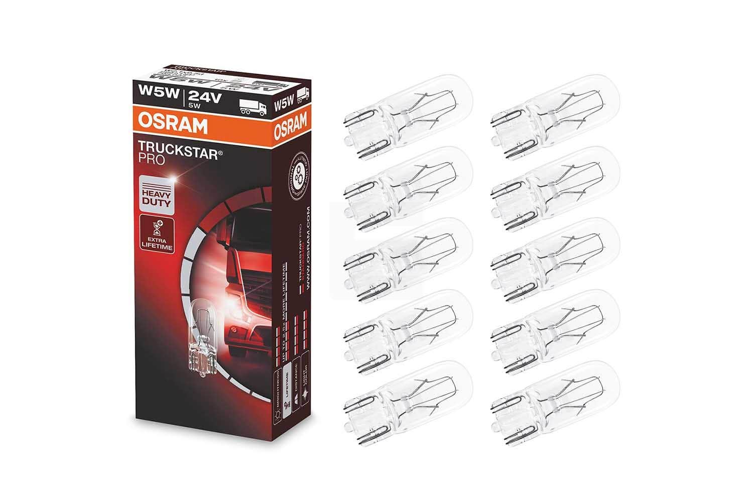 Osram Truckstar Pro W5W 24v halogenpærer 1 Osram Truckstar Pro W5W 24v halogenpærer
