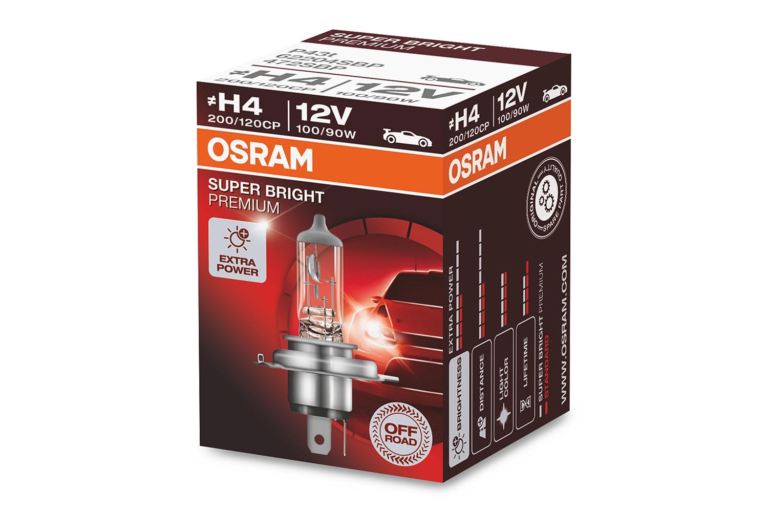 Osram Super Bright Premium H4 halogenpære 1 Osram Super Bright Premium H4 halogenpære