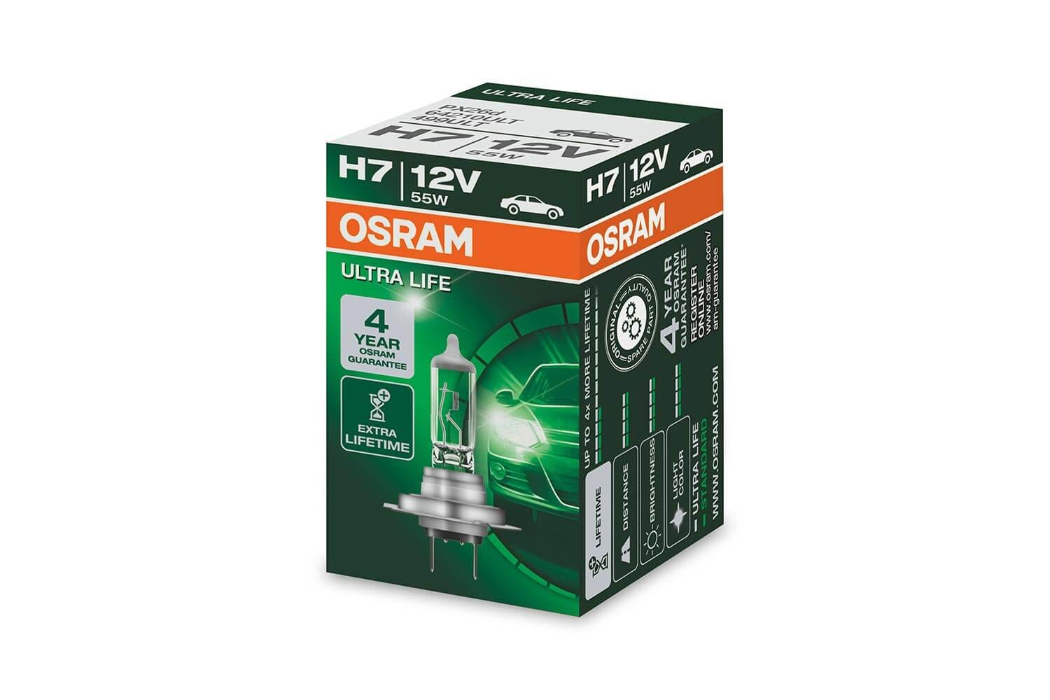 Osram H7 Ultra Life halogenpære 1 Osram H7 Ultra Life halogenpære
